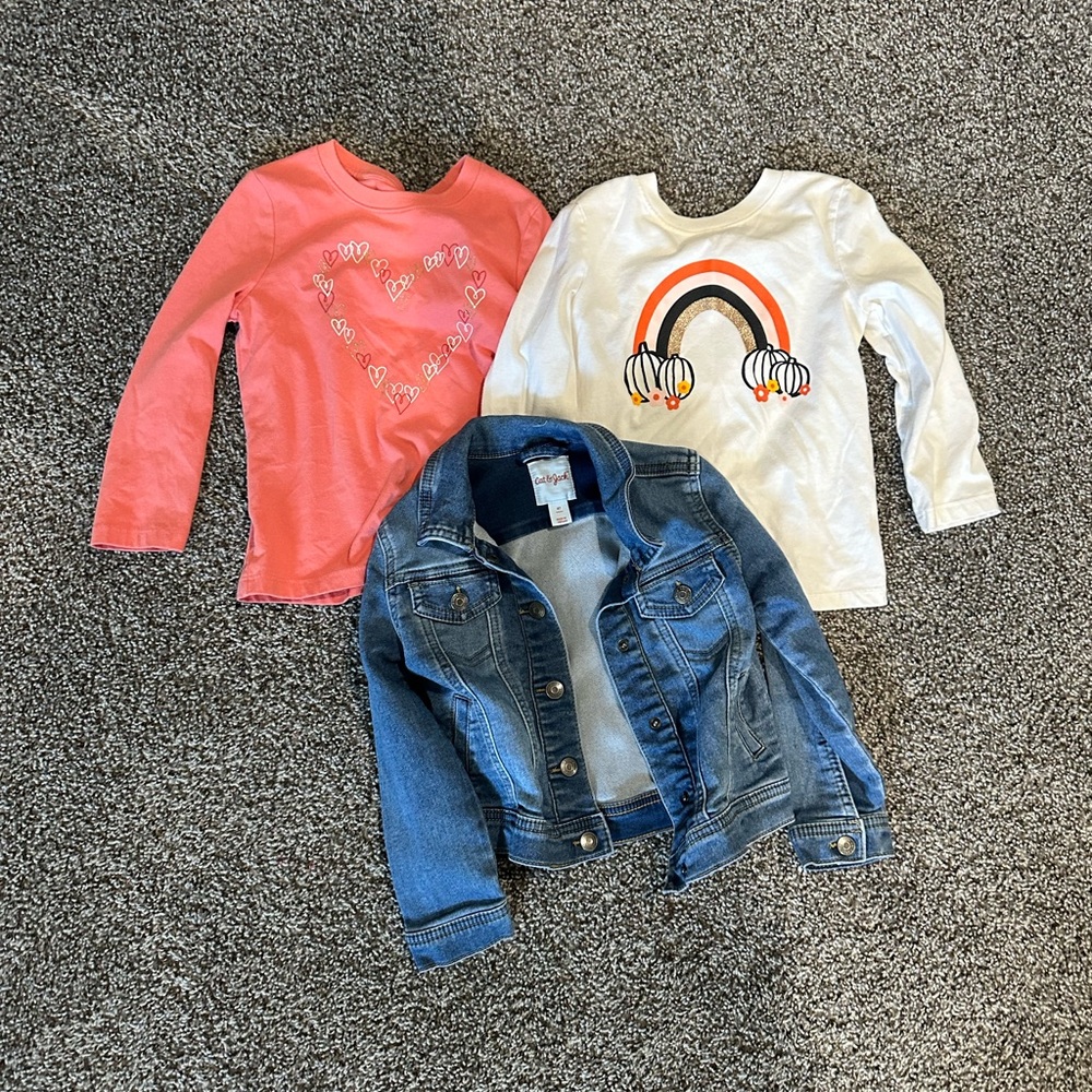 Sets of 2 long sleeve tops and 1 Classic Blue Jean Jacket size 4 Used